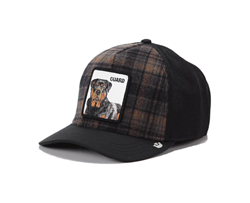 BASEBALL CAP DAPPER ROTTWEILER ITALY VOID IN PLAID NERO MARRONE